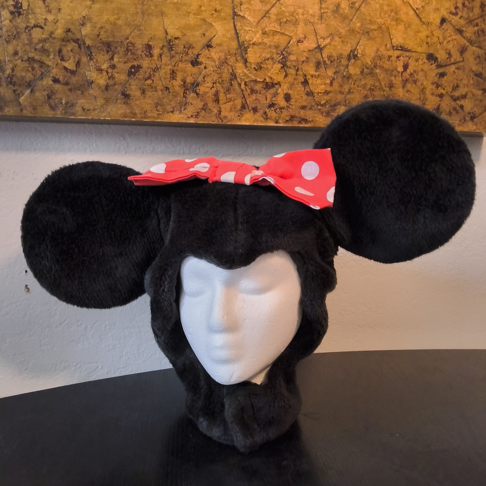 Black Minnie Mouse Ears Hat with Red Bow